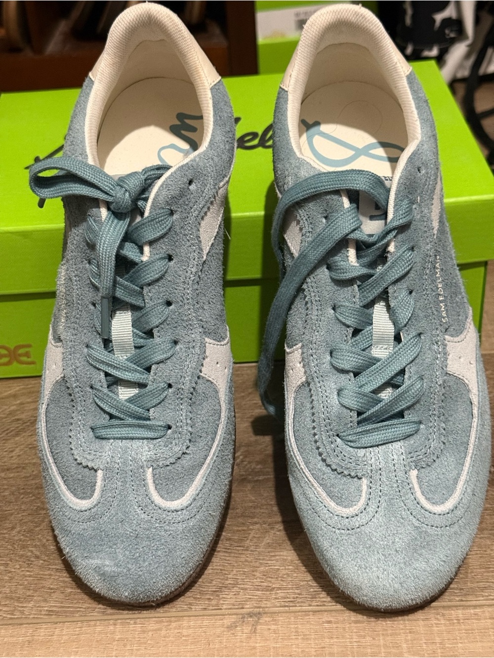 Sam Edelman Kallen Blue Suede Sneakers - Picture 2 of 4